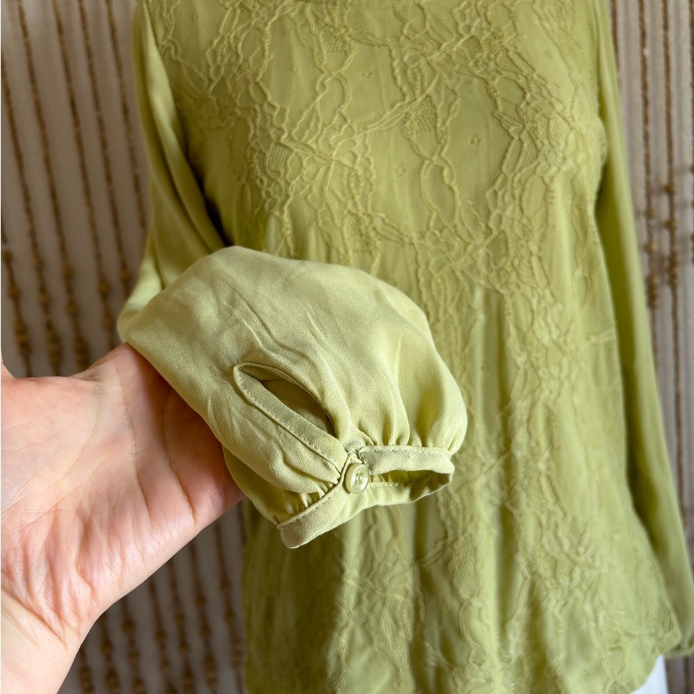 Sweet Salt Light Green Lace Long Sleeve Boho Playground Prep Fairycore Blouse M - Picture 4 of 5
